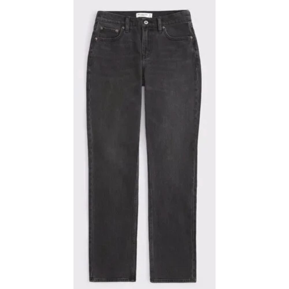 Abercrombie Fitch AF 90's Straight Mid Rise Jeans Curve Love Black Denim 28 6